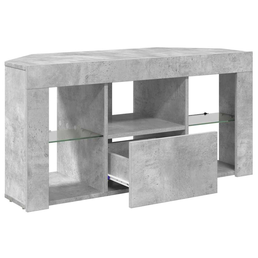 Hoek LED TV Kast 100 x 40 x 50 cm Beton Grijs Bewerkt hout