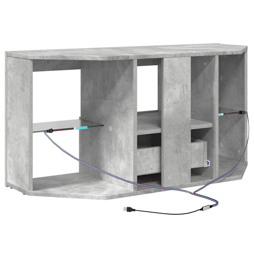 Hoek LED TV Kast 100 x 40 x 50 cm Beton Grijs Bewerkt hout
