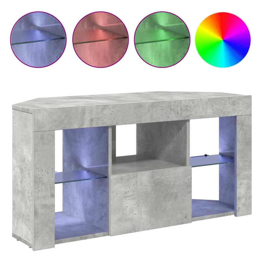Hoek LED TV Kast 100 x 40 x 50 cm Beton Grijs Bewerkt hout