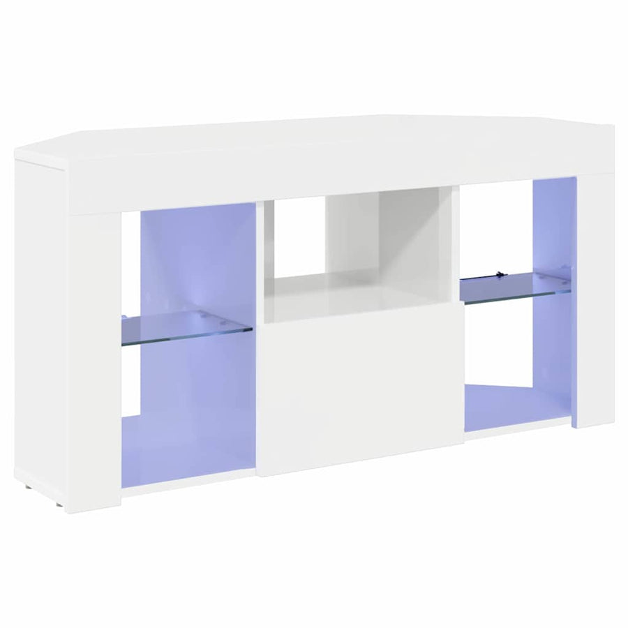 Hoek LED TV Kast Hoogglans Wit 104 x 40 x 50 cm Bewerkt hout