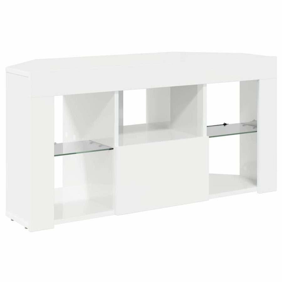Hoek LED TV Kast Hoogglans Wit 104 x 40 x 50 cm Bewerkt hout