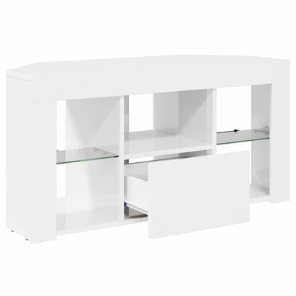 Hoek LED TV Kast Hoogglans Wit 104 x 40 x 50 cm Bewerkt hout