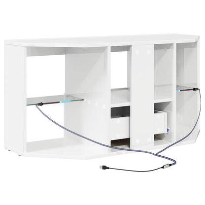 Hoek LED TV Kast Hoogglans Wit 104 x 40 x 50 cm Bewerkt hout