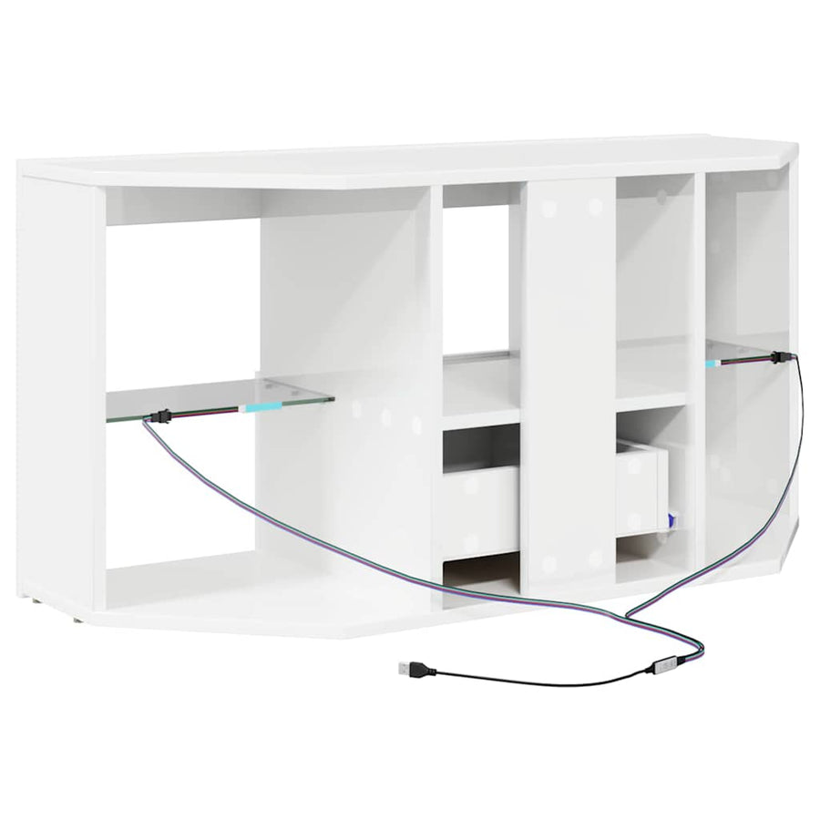 Hoek LED TV Kast Hoogglans Wit 104 x 40 x 50 cm Bewerkt hout