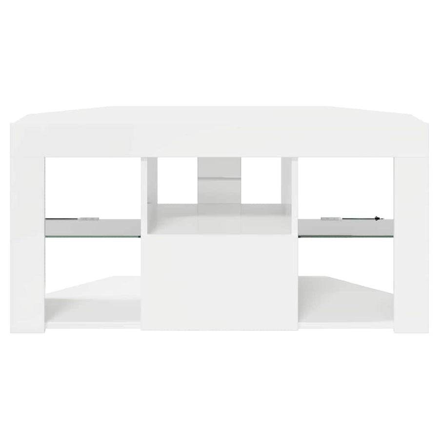Hoek LED TV Kast Hoogglans Wit 104 x 40 x 50 cm Bewerkt hout