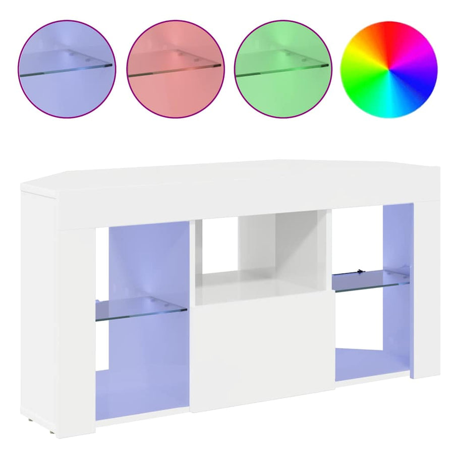 Hoek LED TV Kast Hoogglans Wit 104 x 40 x 50 cm Bewerkt hout