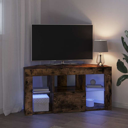 Hoek LED TV Kast Gerookt eiken 100 x 40 x 50 cm Bewerkt hout