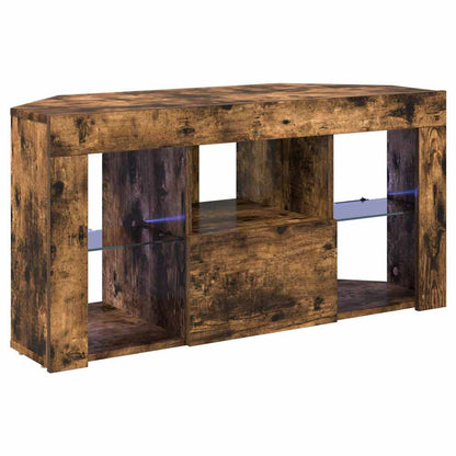 Hoek LED TV Kast Gerookt eiken 100 x 40 x 50 cm Bewerkt hout