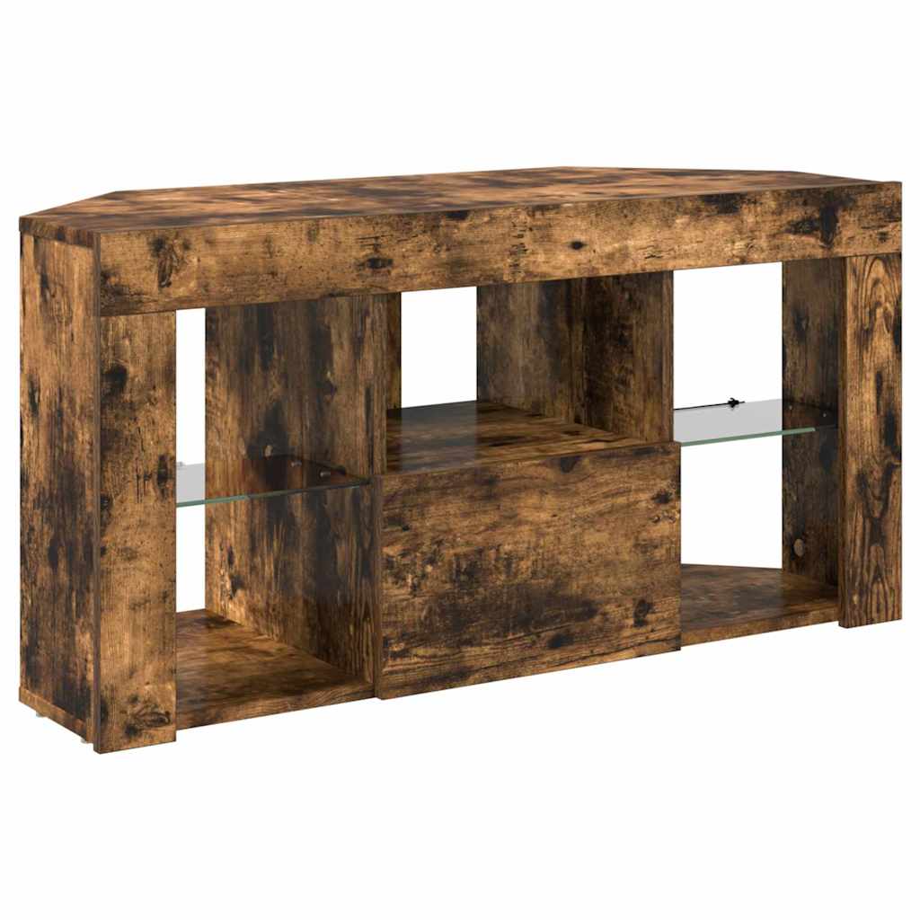 Hoek LED TV Kast Gerookt eiken 100 x 40 x 50 cm Bewerkt hout