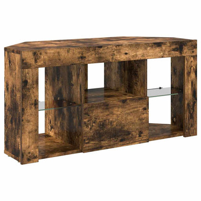 Hoek LED TV Kast Gerookt eiken 100 x 40 x 50 cm Bewerkt hout