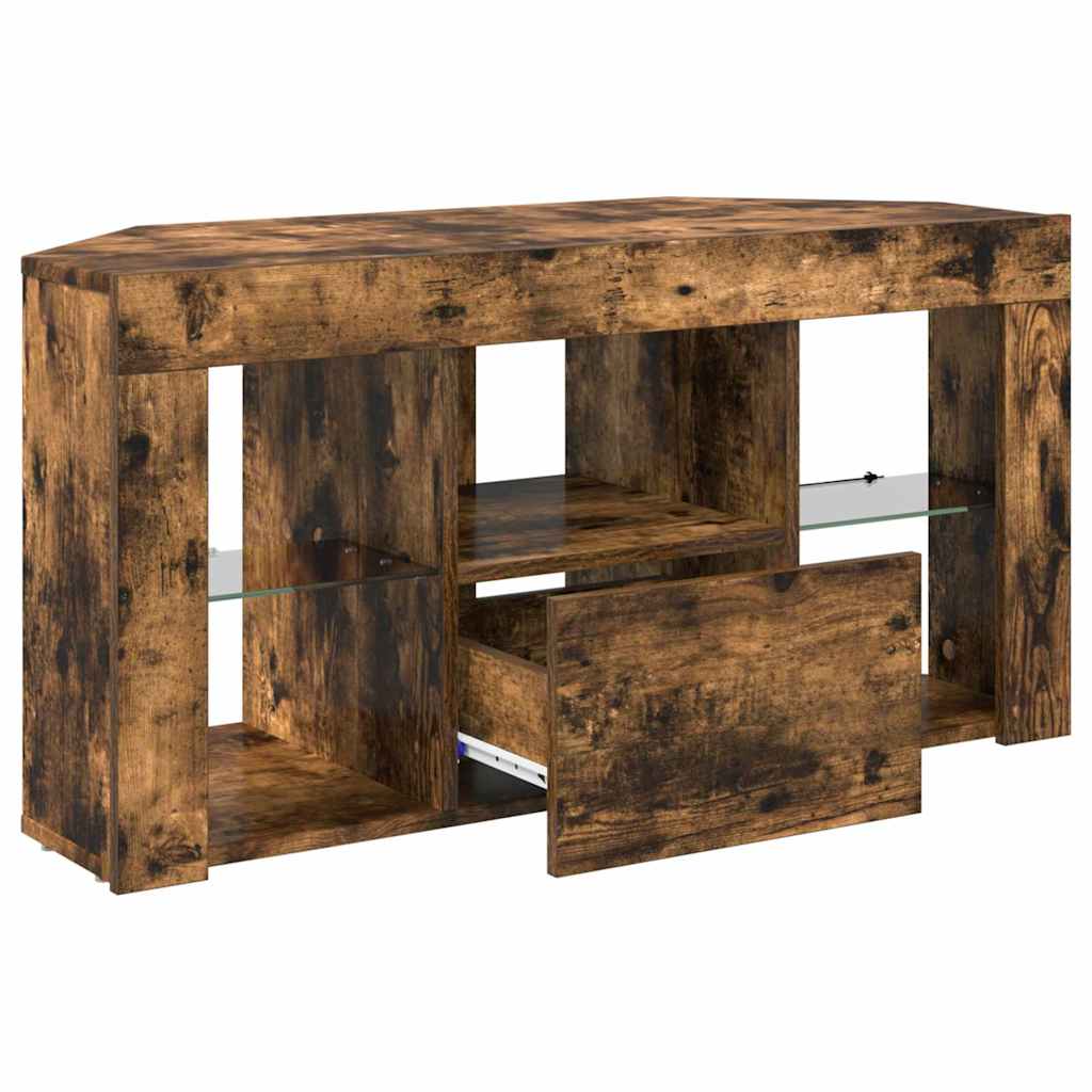 Hoek LED TV Kast Gerookt eiken 100 x 40 x 50 cm Bewerkt hout