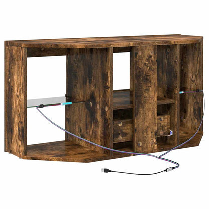 Hoek LED TV Kast Gerookt eiken 100 x 40 x 50 cm Bewerkt hout