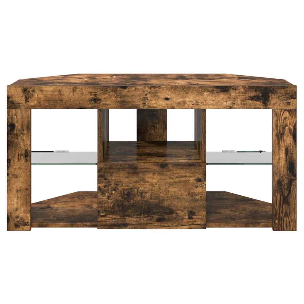 Hoek LED TV Kast Gerookt eiken 100 x 40 x 50 cm Bewerkt hout