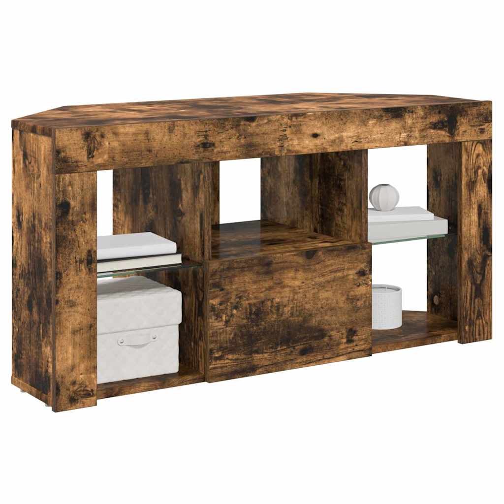 Hoek LED TV Kast Gerookt eiken 100 x 40 x 50 cm Bewerkt hout