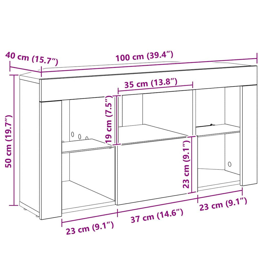 Hoek LED TV Kast 100 x 40 x 50 cm Oudhout Bewerkt hout
