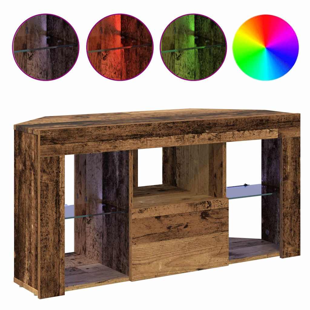 Hoek LED TV Kast 100 x 40 x 50 cm Oudhout Bewerkt hout
