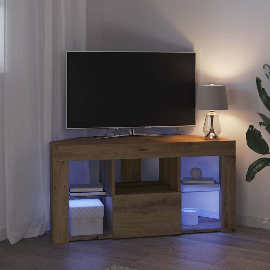 Hoek LED TV Kast Artisan Eiken 108 x 40 x 50 cm Bewerkt hout