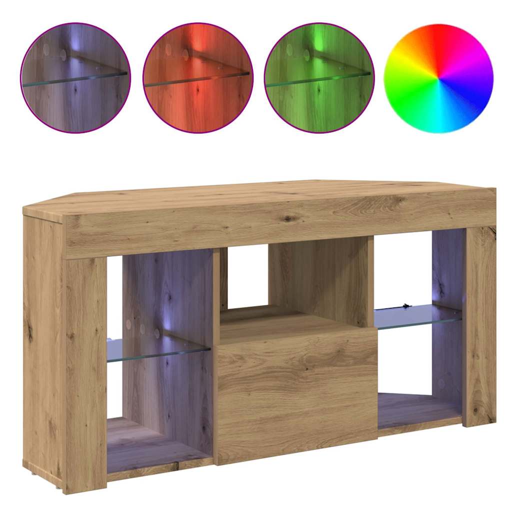 Hoek LED TV Kast Artisan Eiken 108 x 40 x 50 cm Bewerkt hout