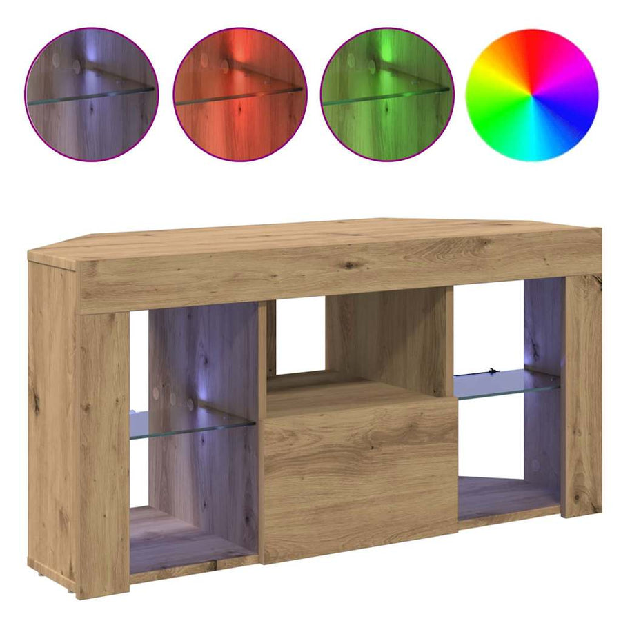 Hoek LED TV Kast Artisan Eiken 108 x 40 x 50 cm Bewerkt hout