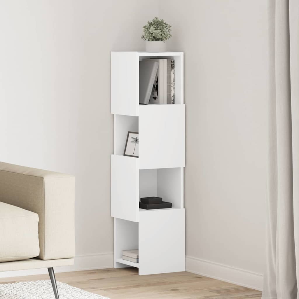 Hoekkast Wit 25,5x25x102cm Bewerkt hout
