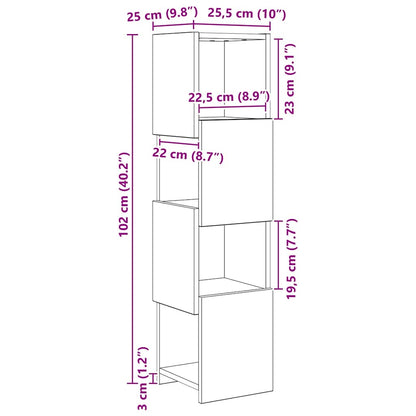 Hoekkast Wit 25,5x25x102cm Bewerkt hout