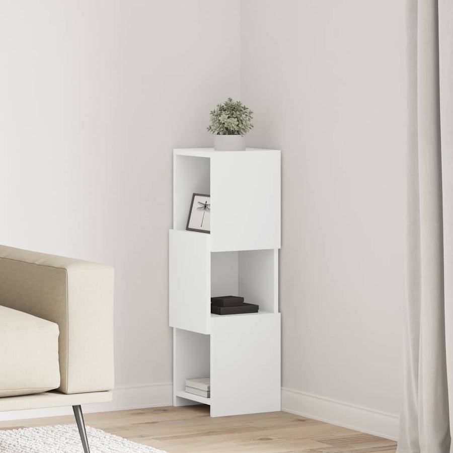 Hoekkast Wit 25,5x25x80cm Bewerkt hout