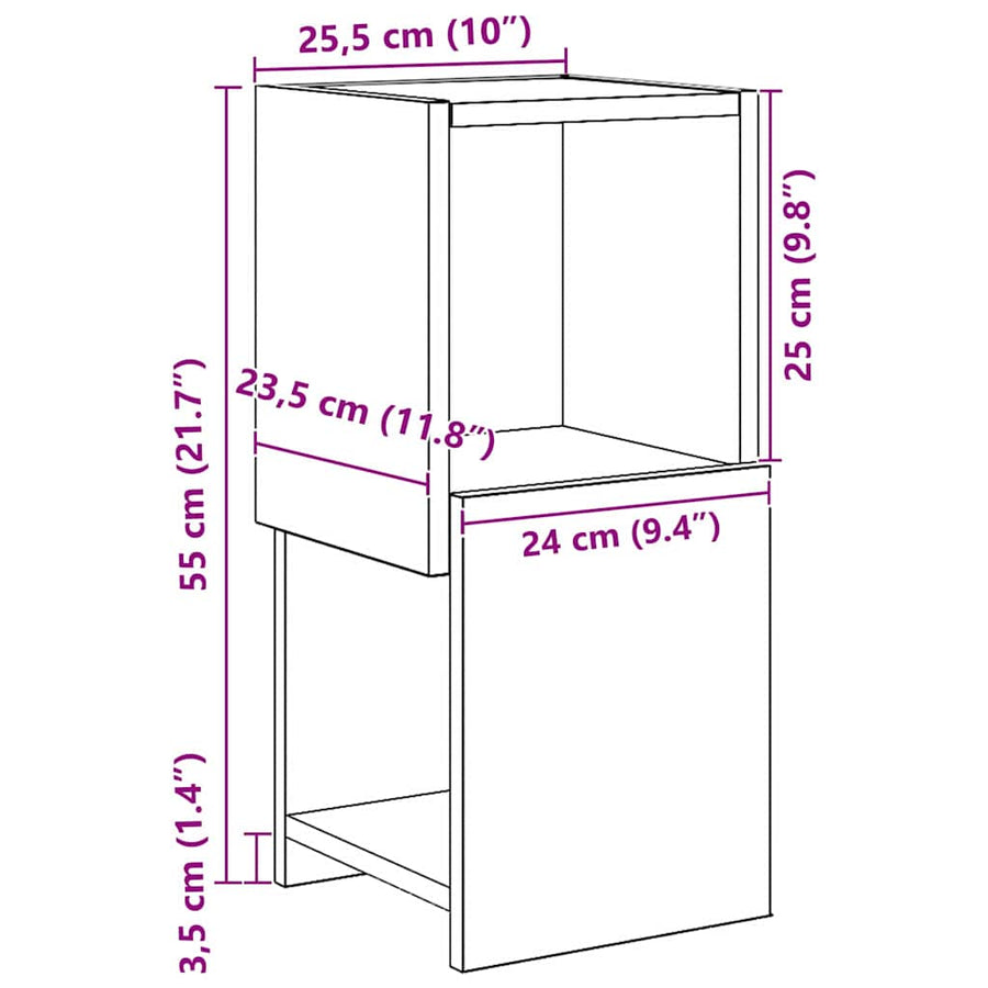 Hoekkast Wit 25,5x25x55cm Bewerkt hout