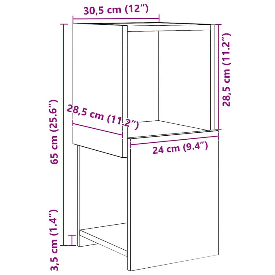Hoekkast Wit 30,5x30x65cm Bewerkt hout