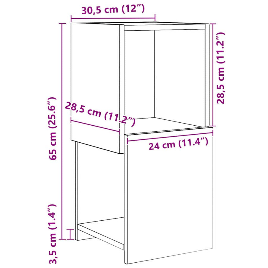 Hoekkast Wit 30,5x30x65cm Bewerkt hout