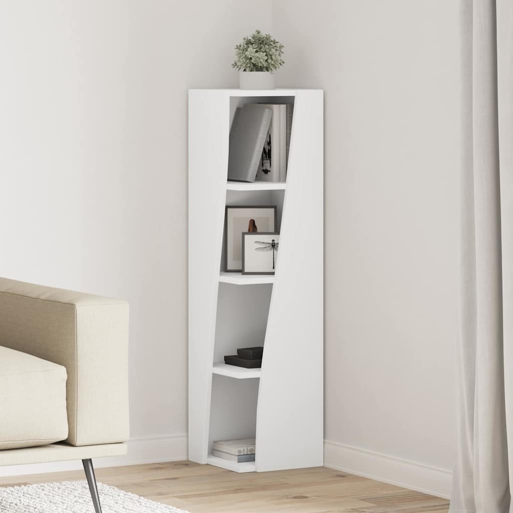 Hoekkast Wit 27,5x27x102cm Bewerkt hout