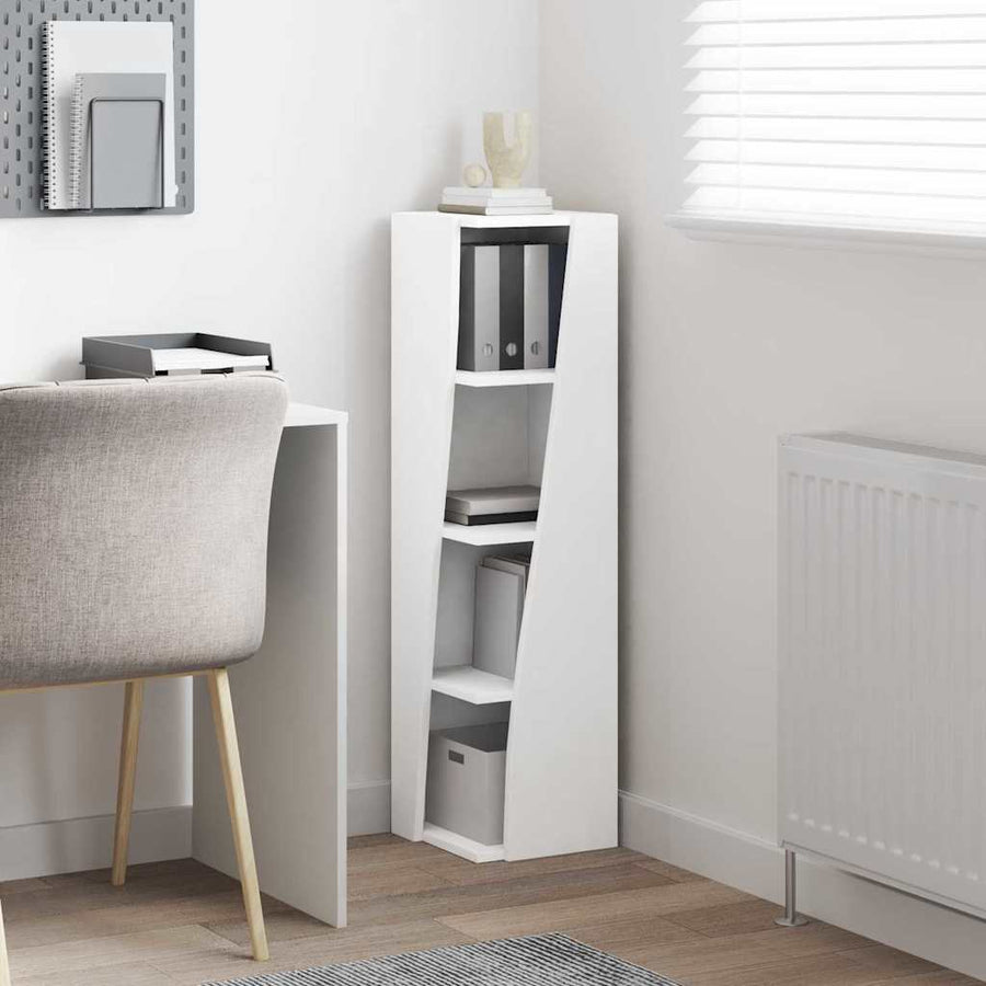 Hoekkast Wit 27,5x27x102cm Bewerkt hout