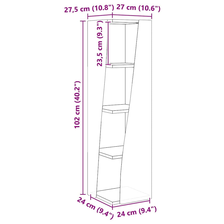Hoekkast Wit 27,5x27x102cm Bewerkt hout