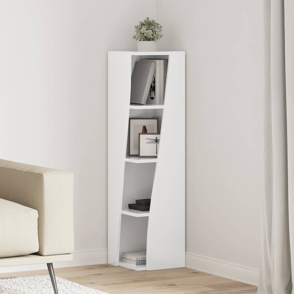Hoekkast Wit 27,5x27x102cm Bewerkt hout