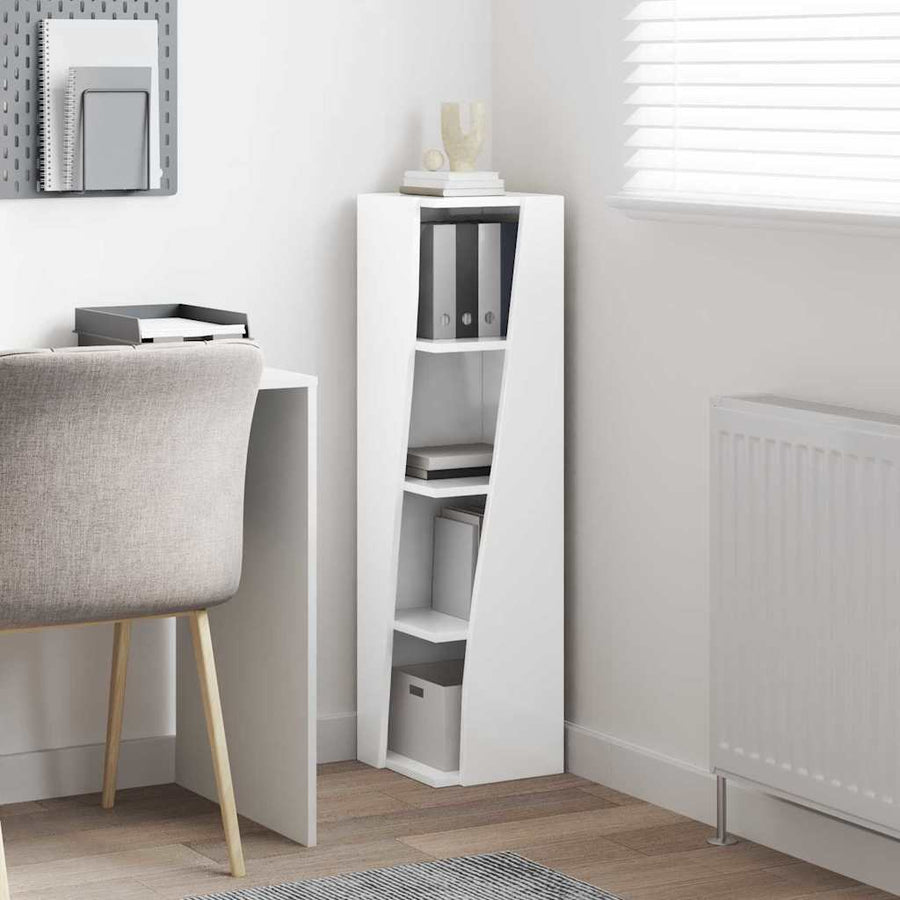 Hoekkast Wit 27,5x27x102cm Bewerkt hout