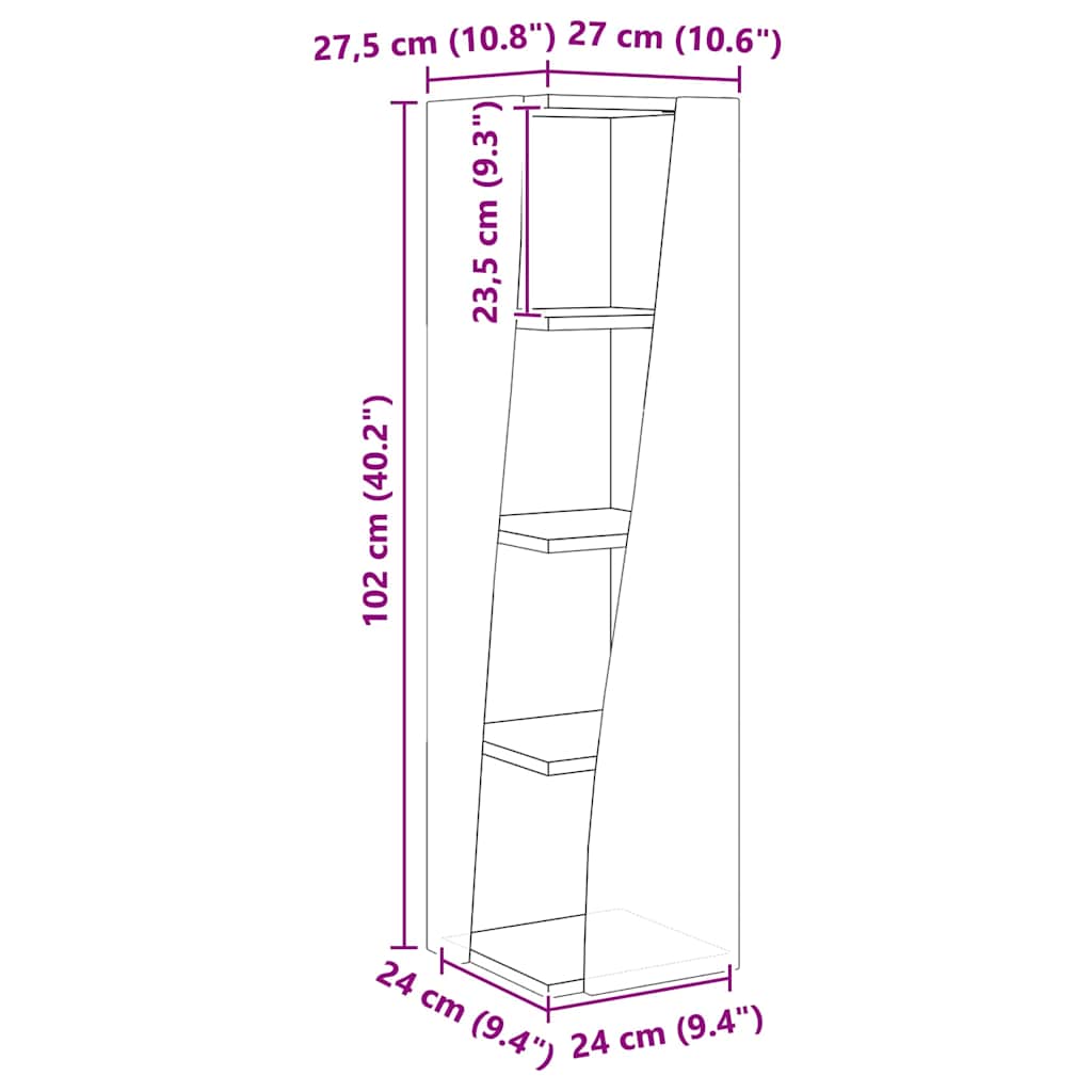 Hoekkast Wit 27,5x27x102cm Bewerkt hout