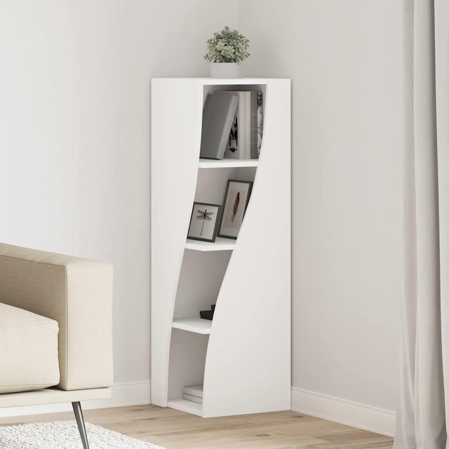 Hoekkast Wit 32x32x102cm Bewerkt hout