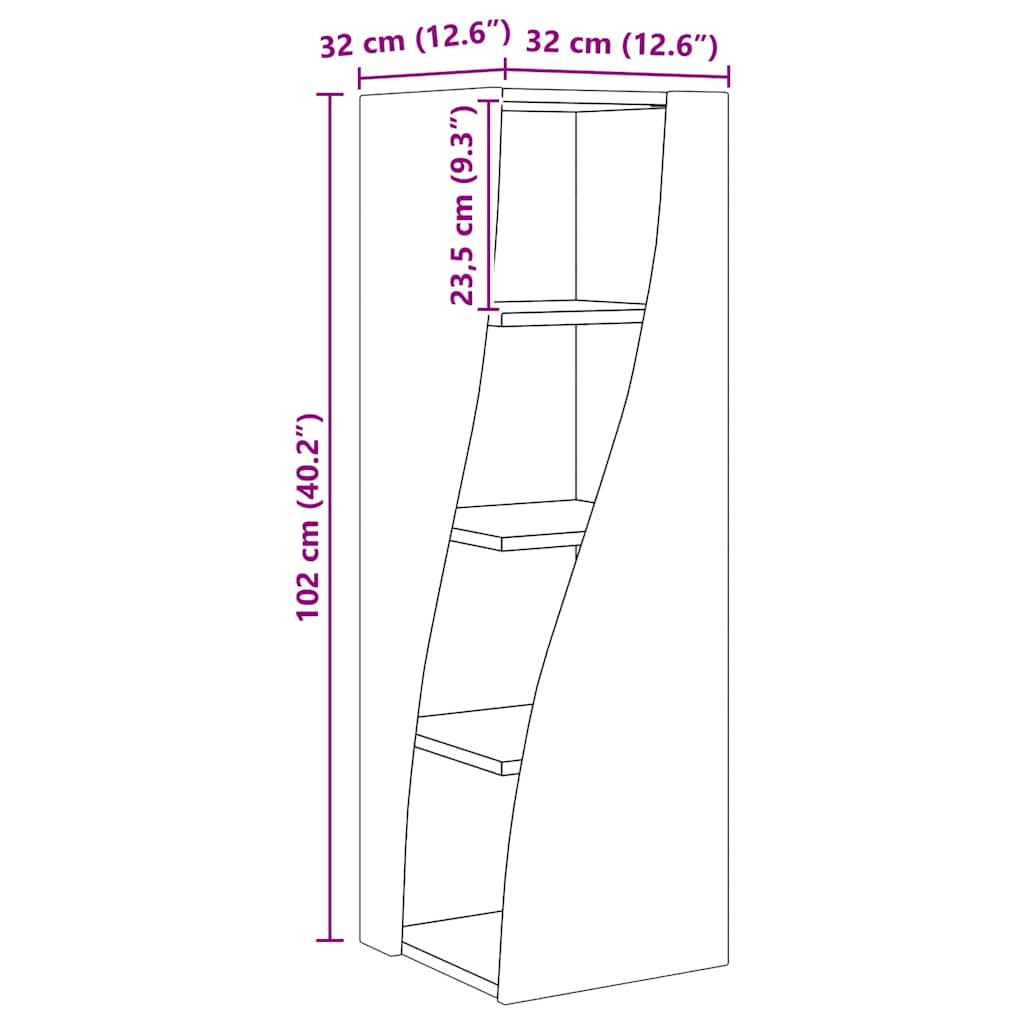 Hoekkast Wit 32x32x102cm Bewerkt hout