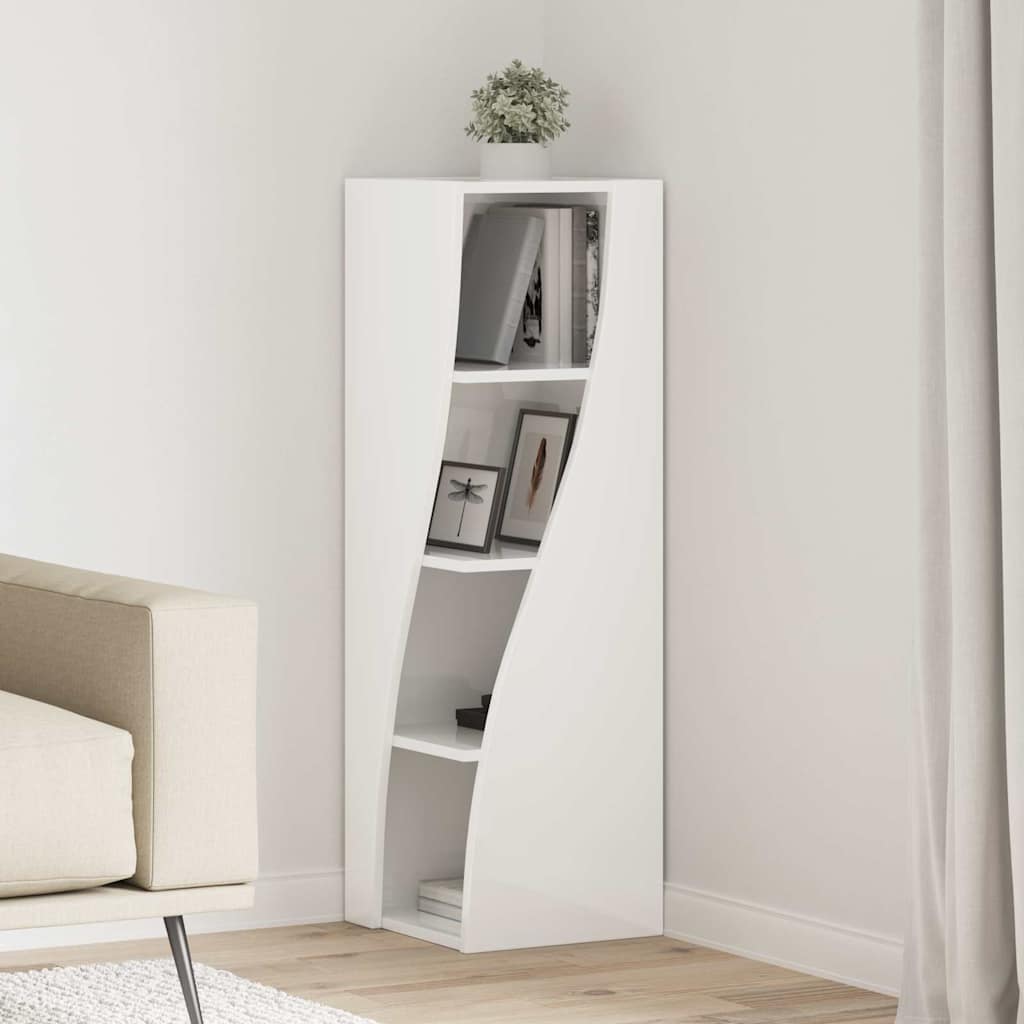 Hoekkast Wit 32x32x102cm Bewerkt hout