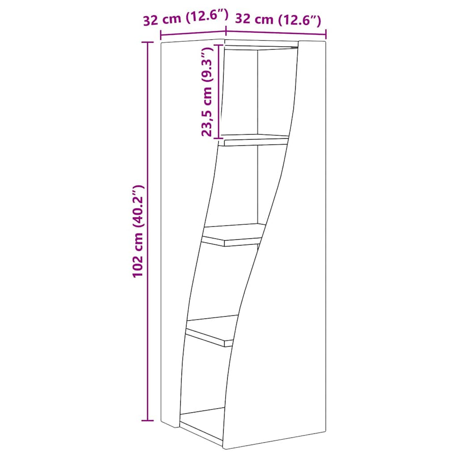 Hoekkast Wit 32x32x102cm Bewerkt hout