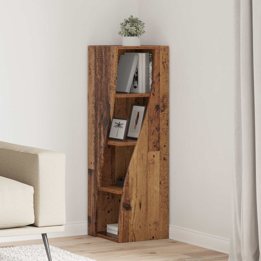 Hoekkast 32x32x102cm Bewerkt hout Oudhout