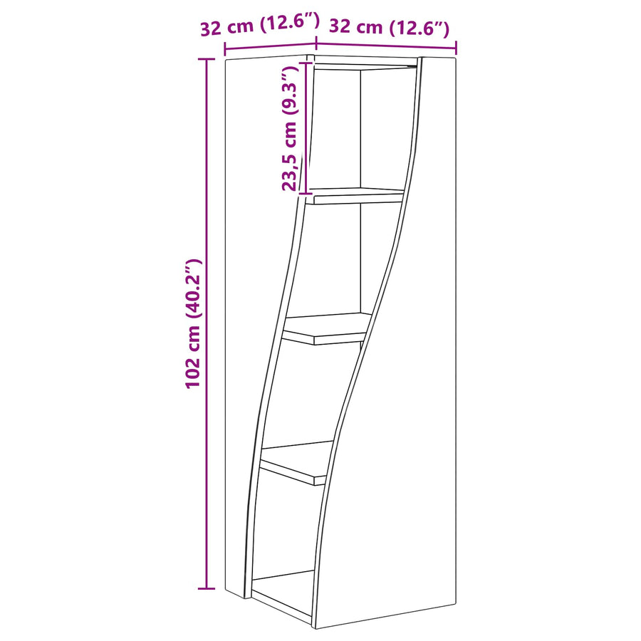 Hoekkast 32x32x102cm Bewerkt hout Oudhout