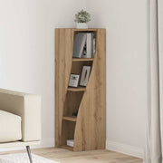 Hoekkast bewerkt hout 32x32x102 cm wit
