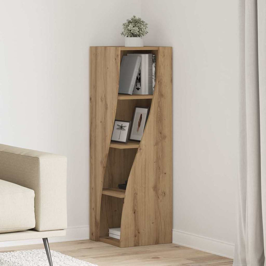 Hoekkast Wit 32x32x102cm Bewerkt hout