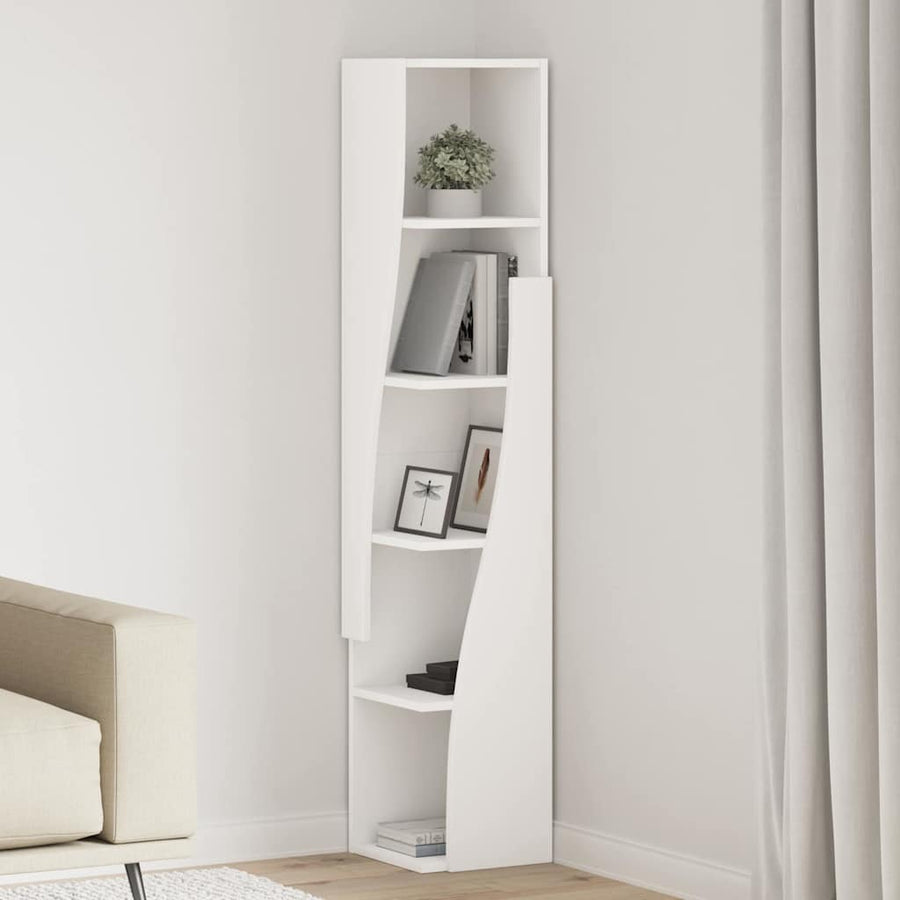 Hoekkast Wit 27,5x27x140cm Bewerkt hout