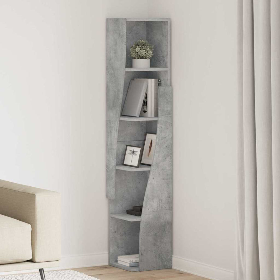 Hoekkast Beton Grijs 27,5x27x140cm Bewerkt hout