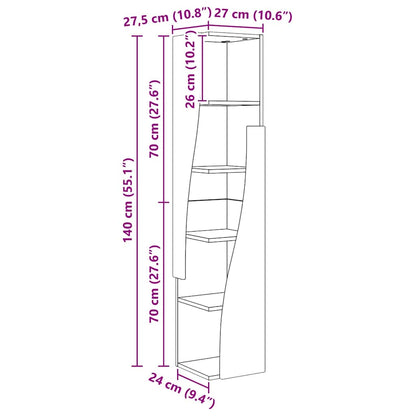 Hoekkast Wit 27,5x27x140cm Bewerkt hout