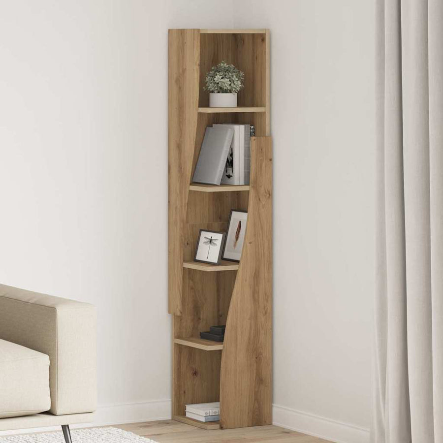 Hoekkast Wit 27,5x27x140cm Bewerkt hout