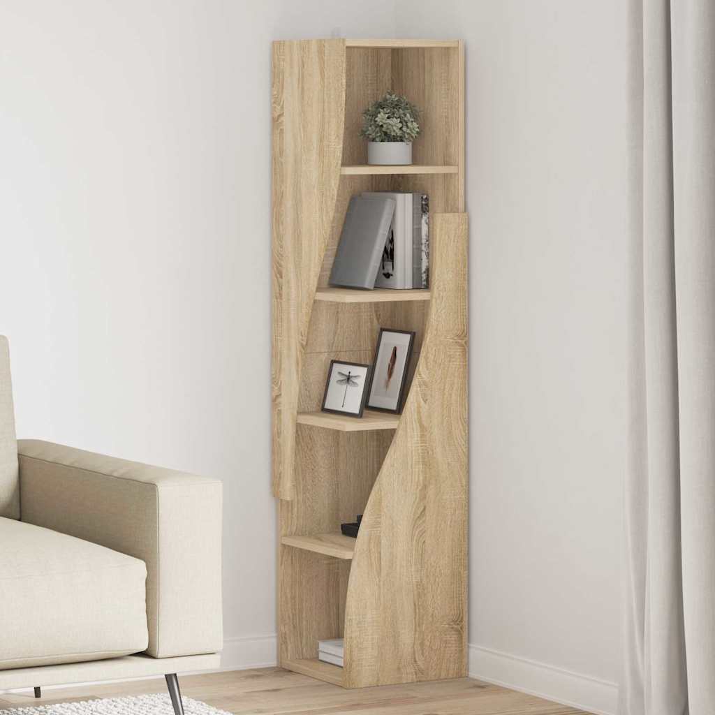 Hoekkast Wit 32x32x140cm Bewerkt hout