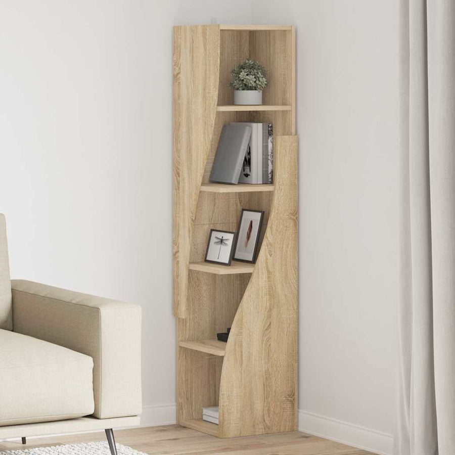 Hoekkast Wit 32x32x140cm Bewerkt hout