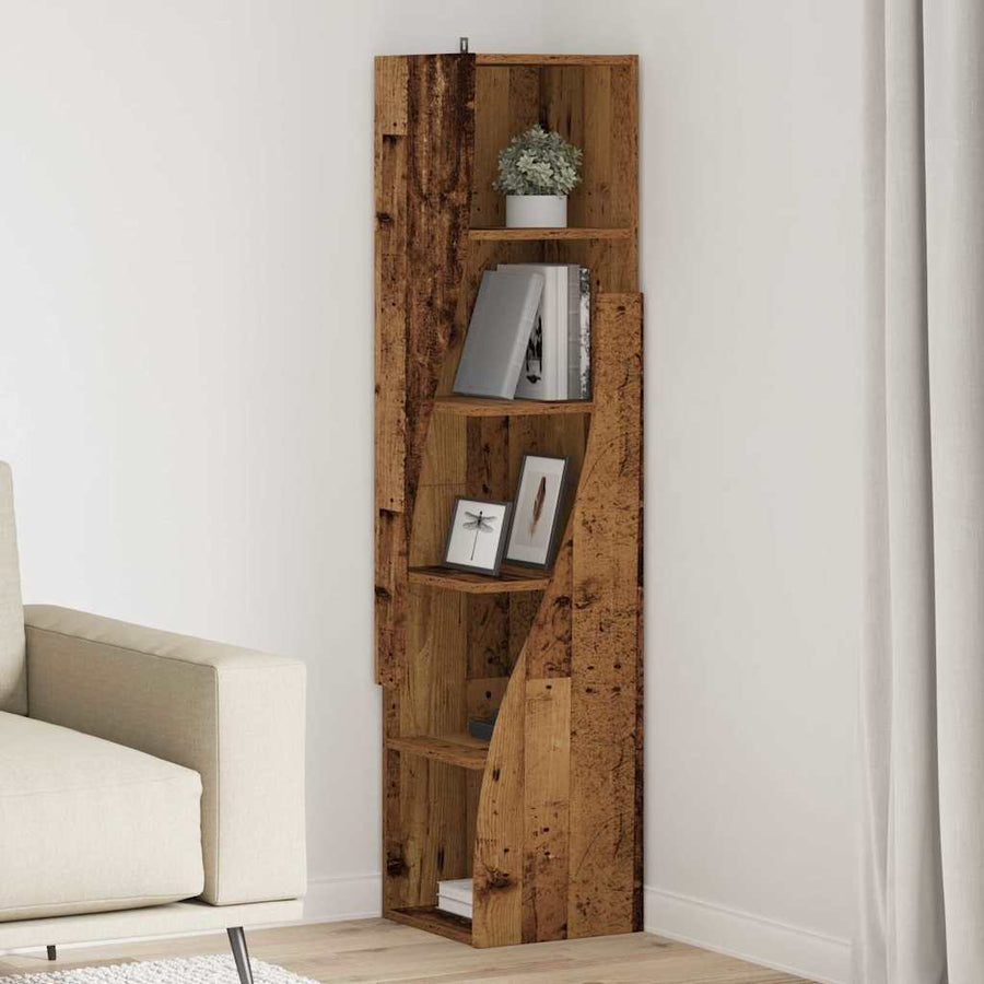 Hoekkast Wit 32x32x140cm Bewerkt hout